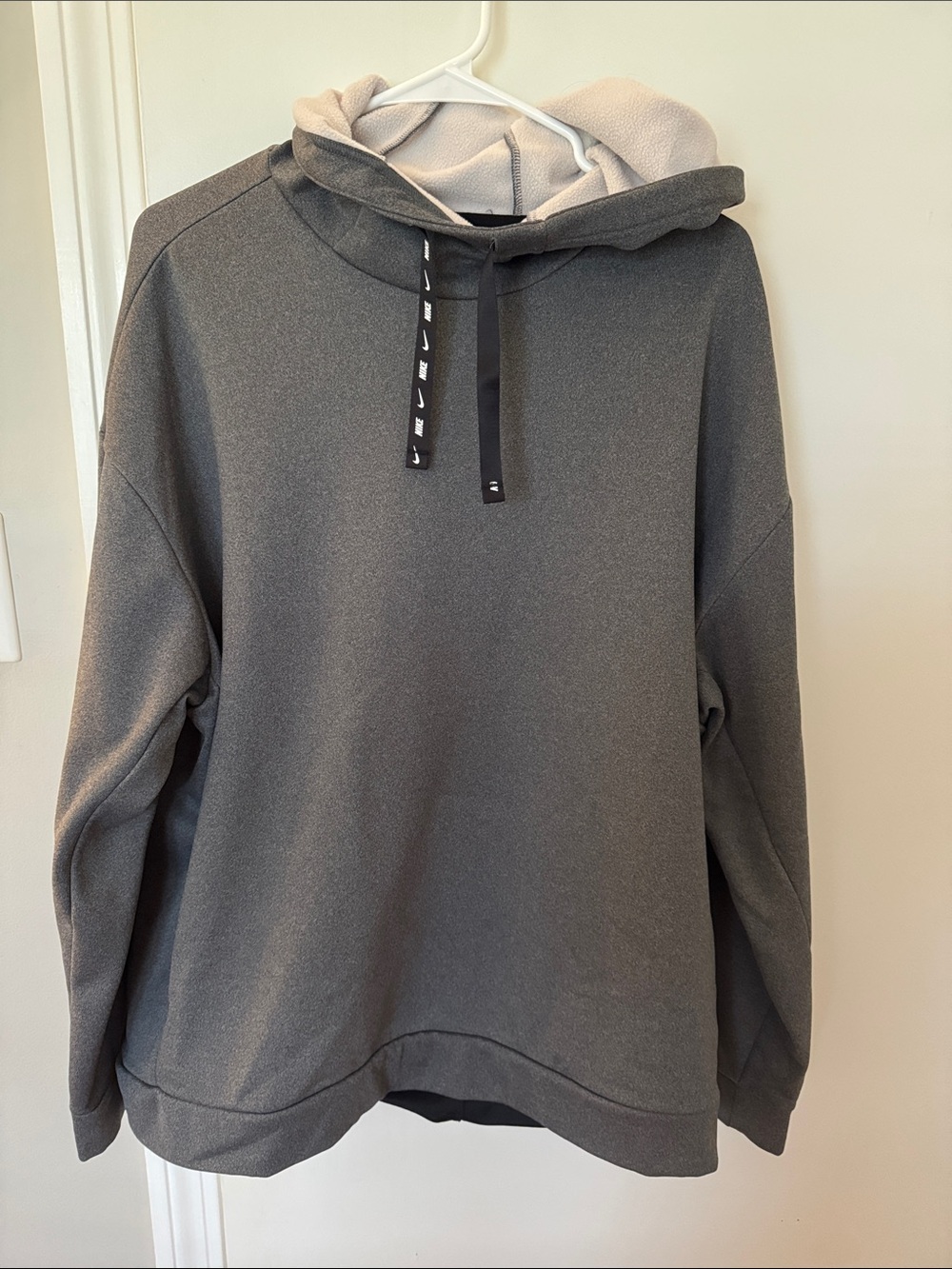 Nike Women's Gray Pullover Hoodie with Contrast Lined Hood, Size XL